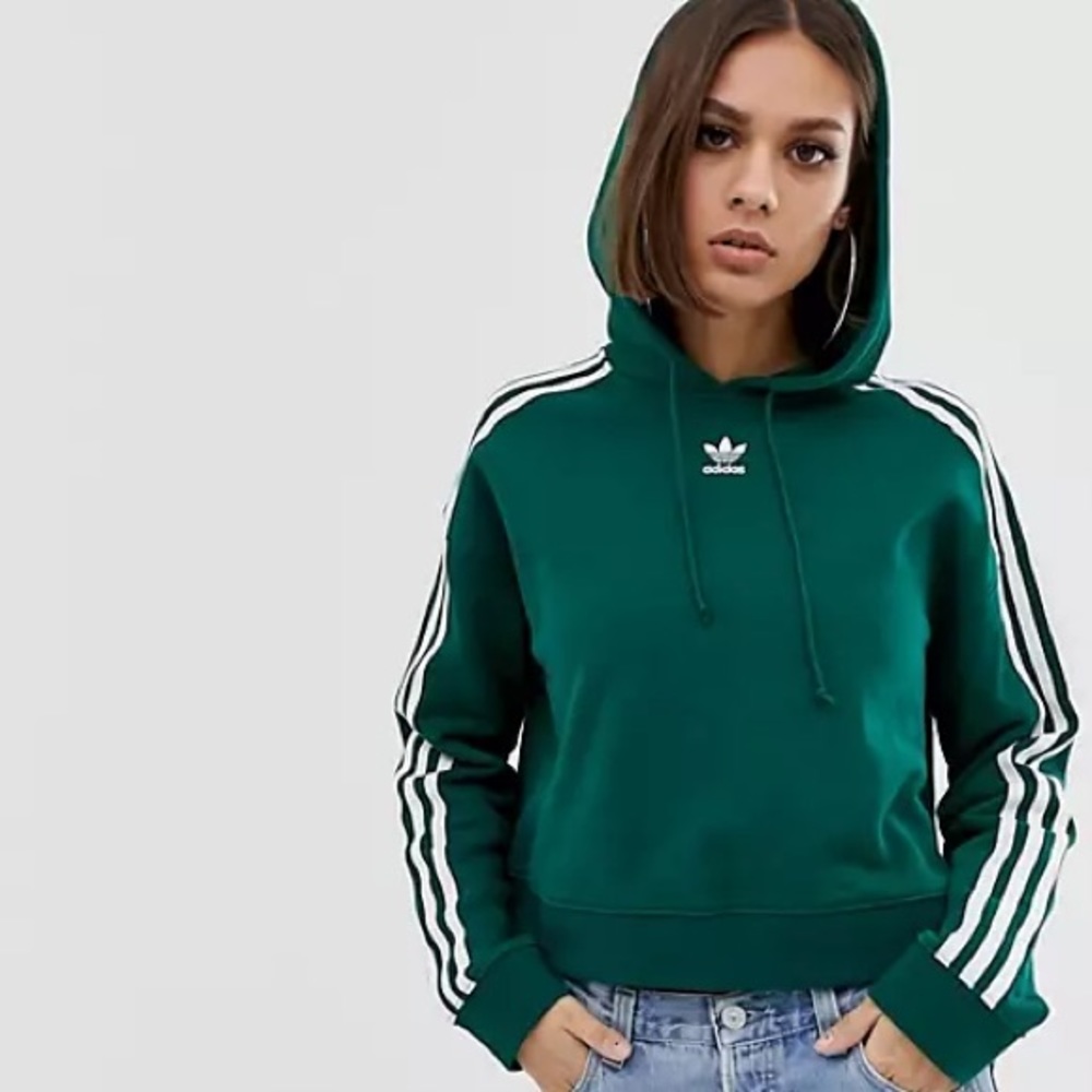 Adidas Originals Green Cropped Hoodie - Size XS